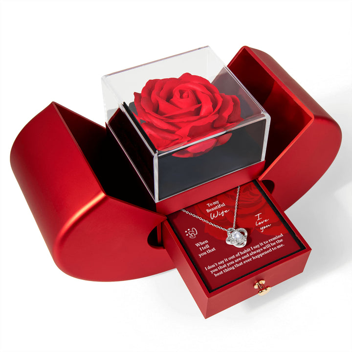 To My Beautiful Wife – Rose Box Necklace with Love Message