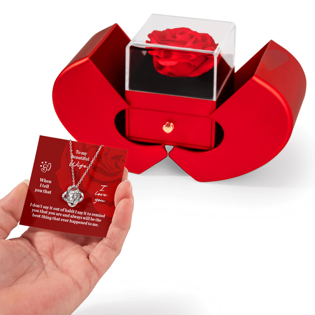 To My Beautiful Wife – Rose Box Necklace with Love Message