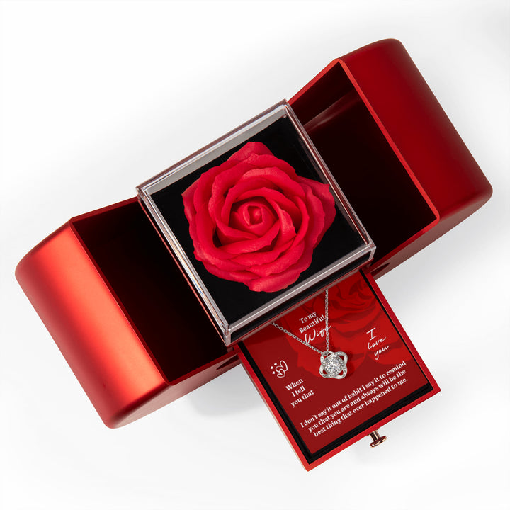 To My Beautiful Wife – Rose Box Necklace with Love Message