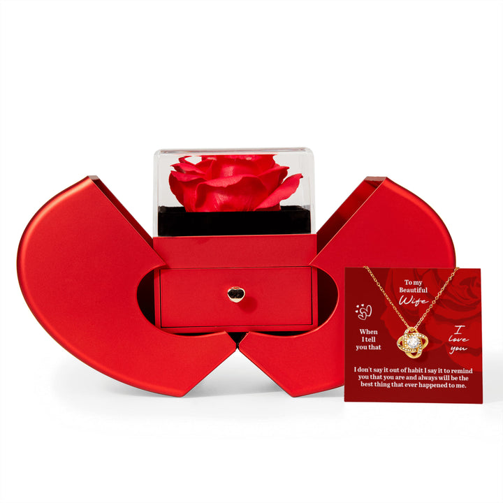 To My Beautiful Wife – Rose Box Necklace with Love Message