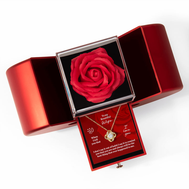 To My Beautiful Wife – Rose Box Necklace with Love Message