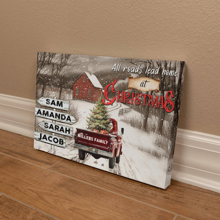 Personalized Family Christmas Sign Canvas