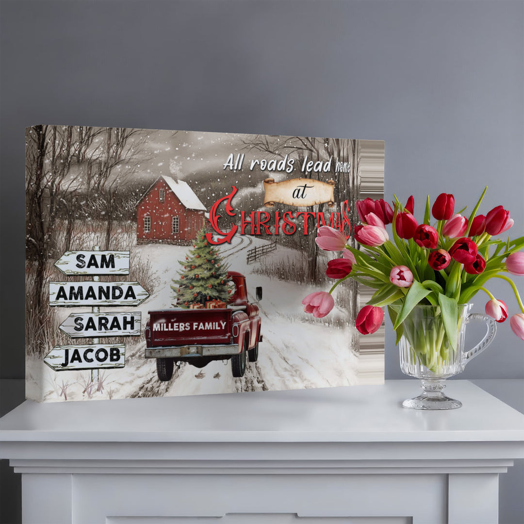 Personalized Family Christmas Sign Canvas