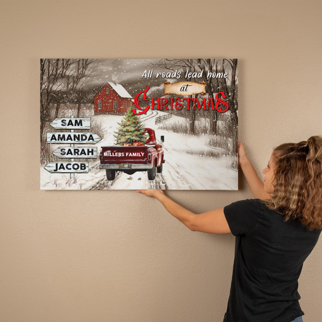 Personalized Family Christmas Sign Canvas