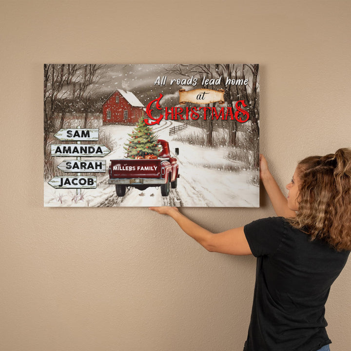 Personalized Family Christmas Sign Canvas