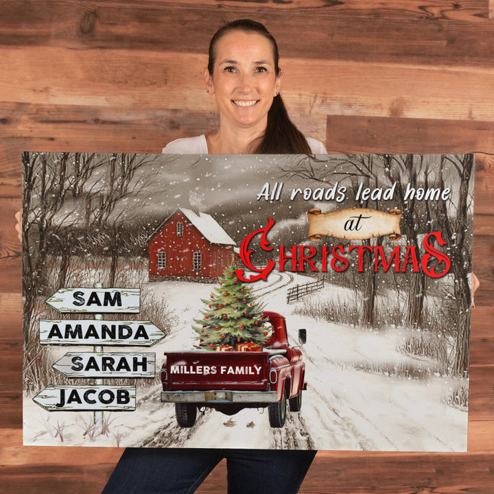 Personalized Family Christmas Sign Canvas