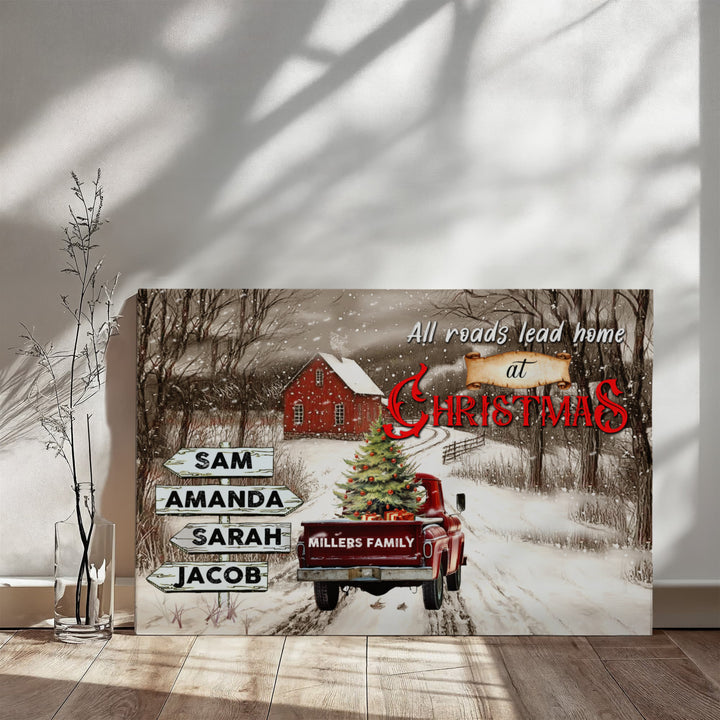 Personalized Family Christmas Sign Canvas