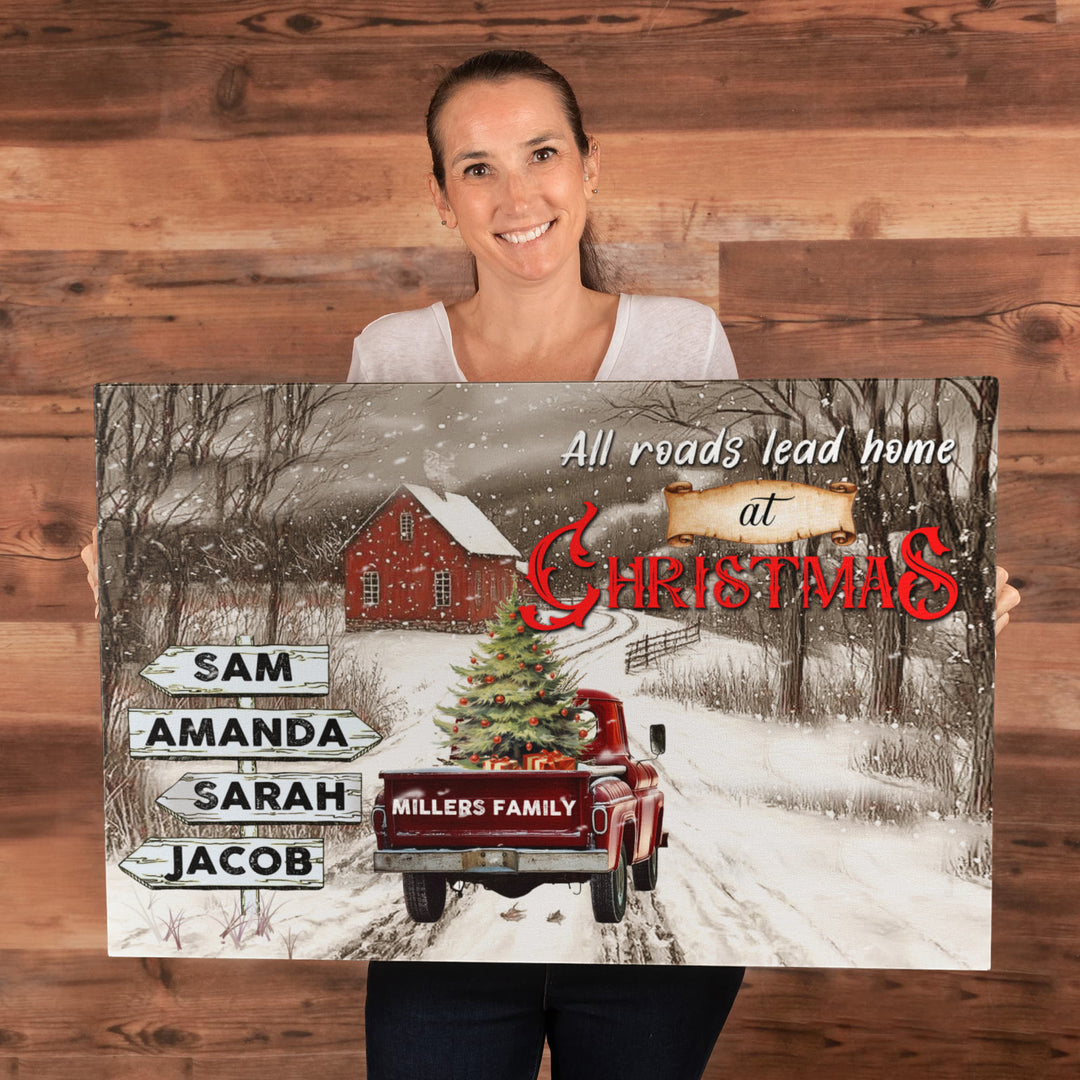 Personalized Family Christmas Sign Canvas