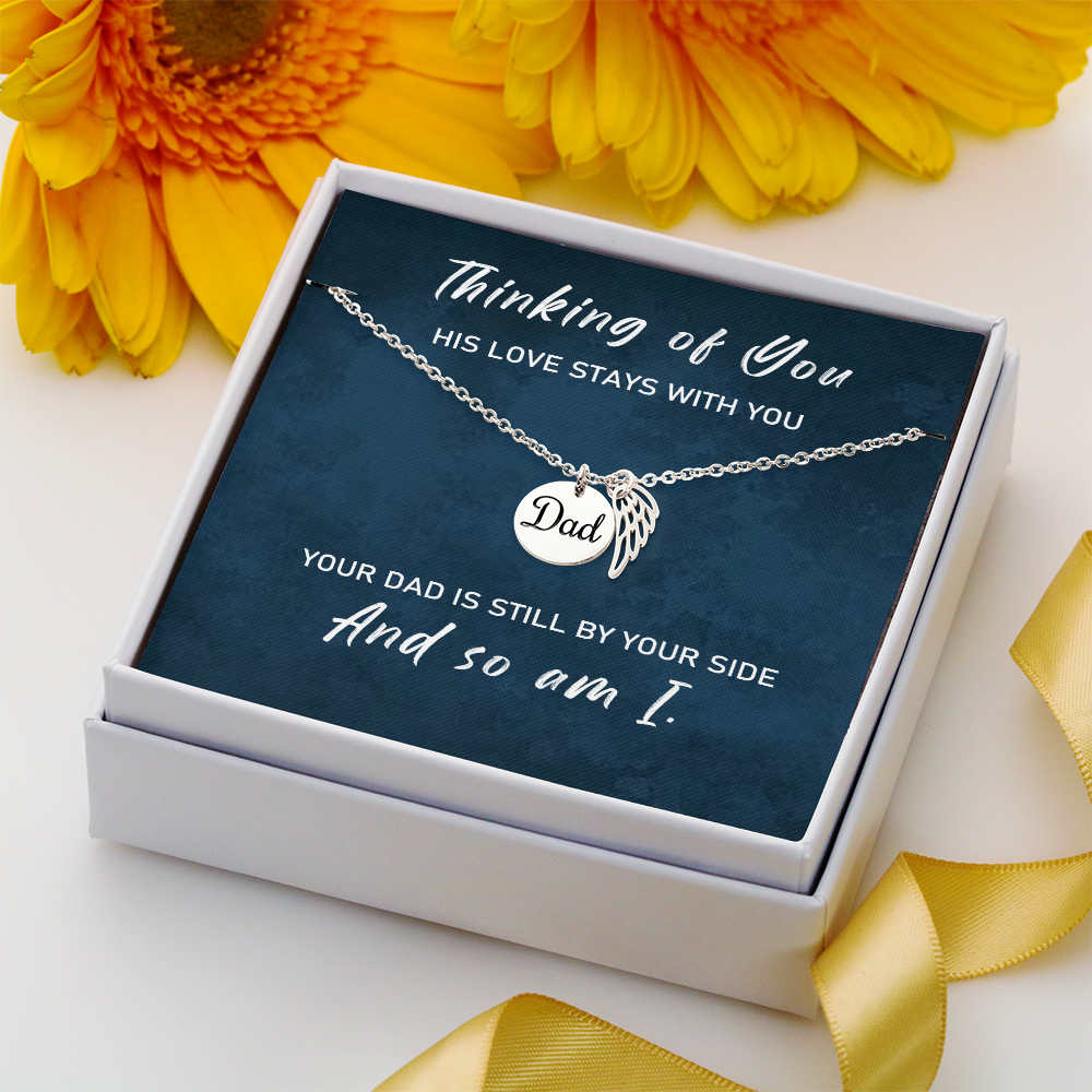 Loss of Father Sympathy Gift – Angel Wing Memorial Necklace