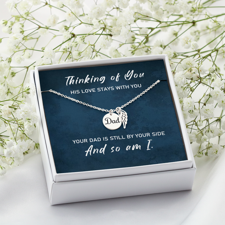 Loss of Father Sympathy Gift – Angel Wing Memorial Necklace