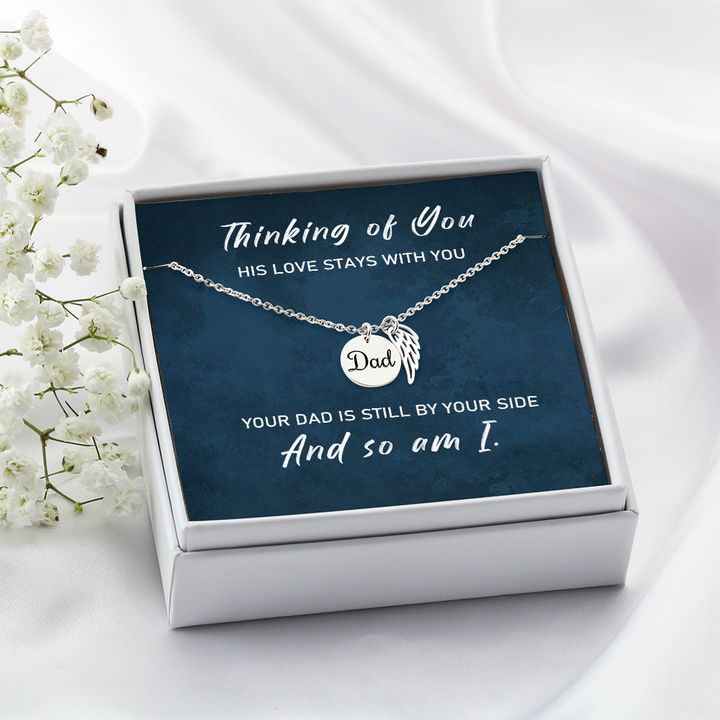Loss of Father Sympathy Gift – Angel Wing Memorial Necklace
