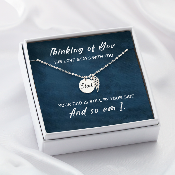 Loss of Father Sympathy Gift – Angel Wing Memorial Necklace