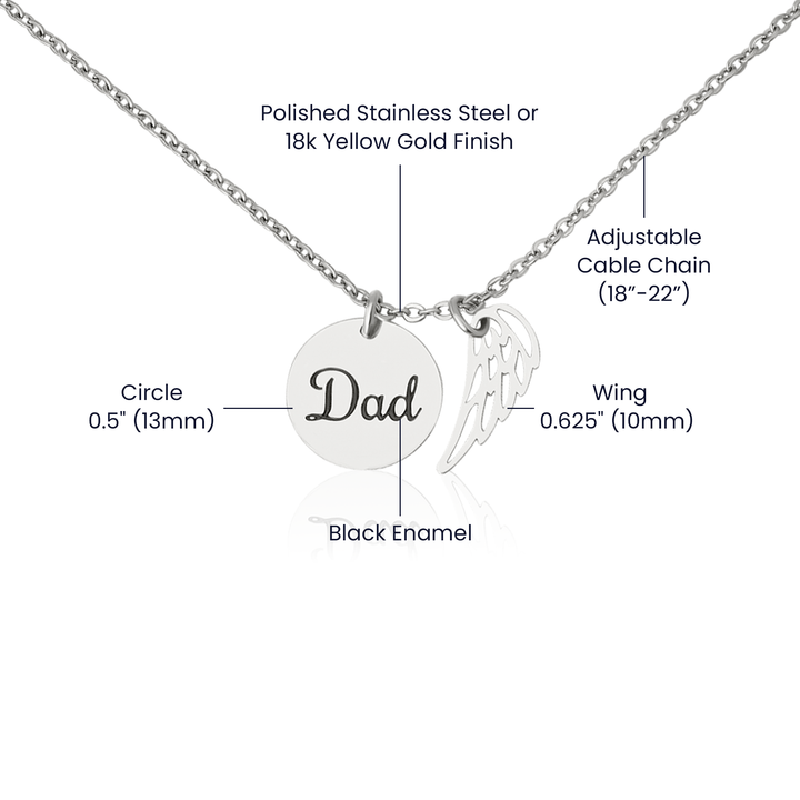 Loss of Father Sympathy Gift – Angel Wing Memorial Necklace
