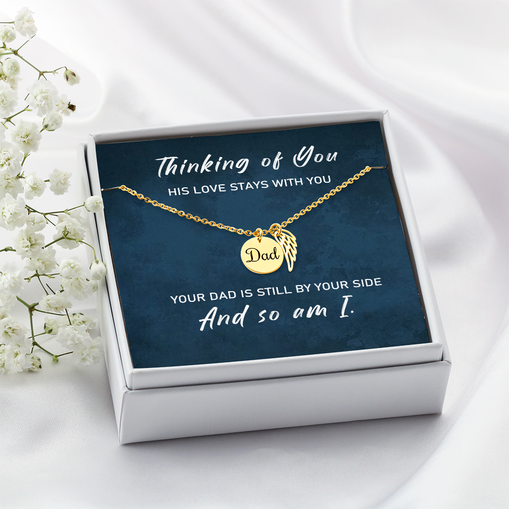 Loss of Father Sympathy Gift – Angel Wing Memorial Necklace