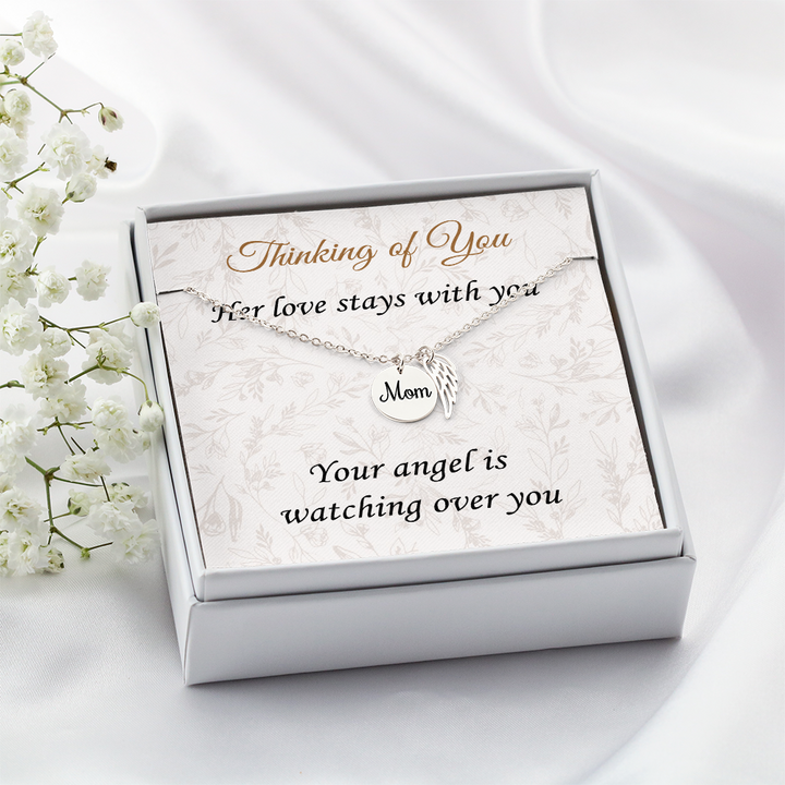 Loss of Mother Sympathy Gift – Angel Wing Memorial Necklace for Her