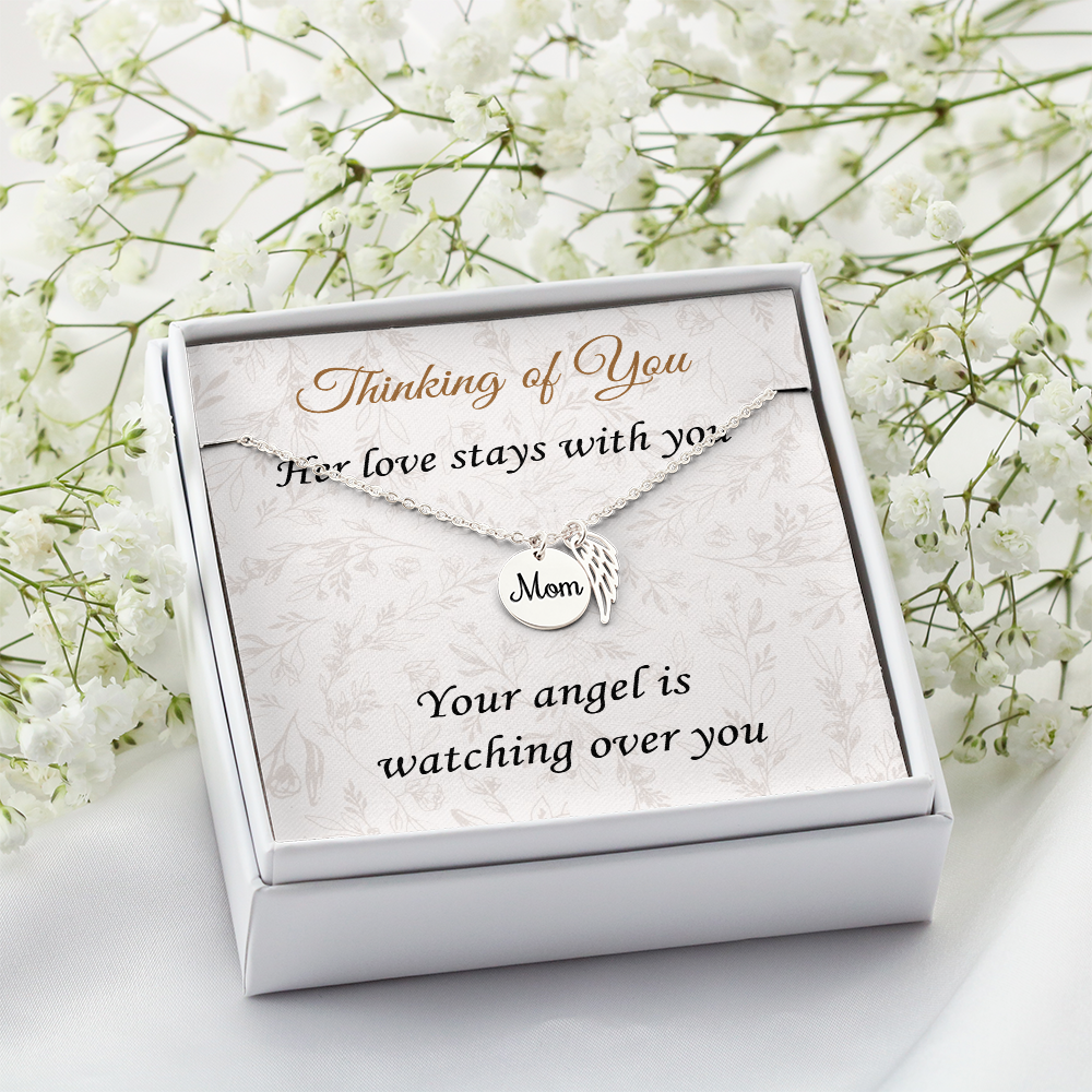 Loss of Mother Sympathy Gift – Angel Wing Memorial Necklace for Her
