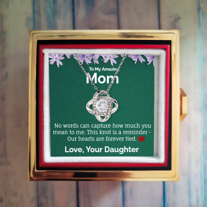 To My Amazing Mom – Love Knot Necklace in Rotating Jewelry Box