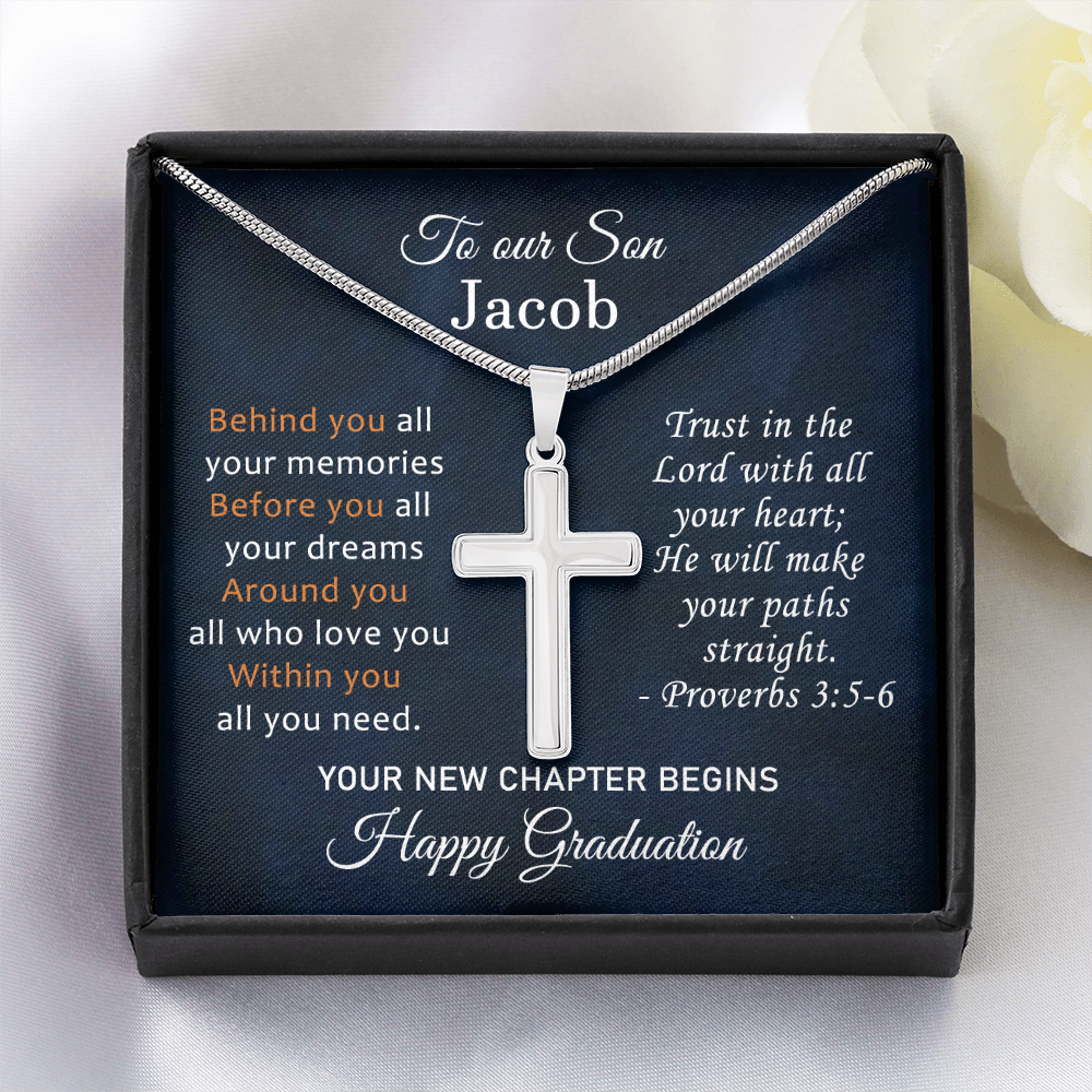 To Our Son Cross Necklace High School Graduation