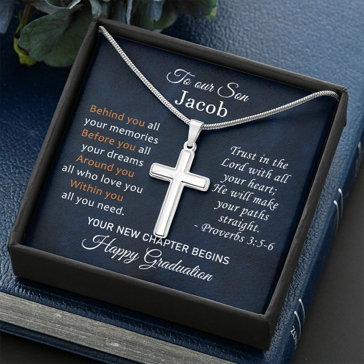 To Our Son Cross Necklace High School Graduation