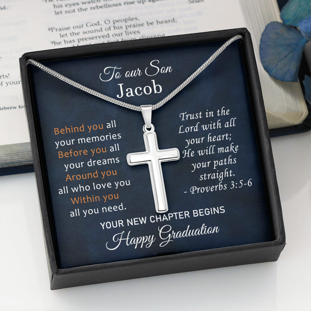 To Our Son Cross Necklace High School Graduation