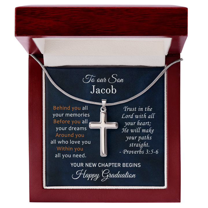 To Our Son Cross Necklace High School Graduation