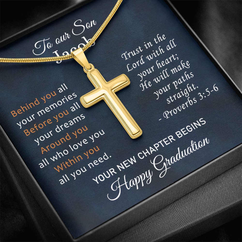 To Our Son Cross Necklace High School Graduation