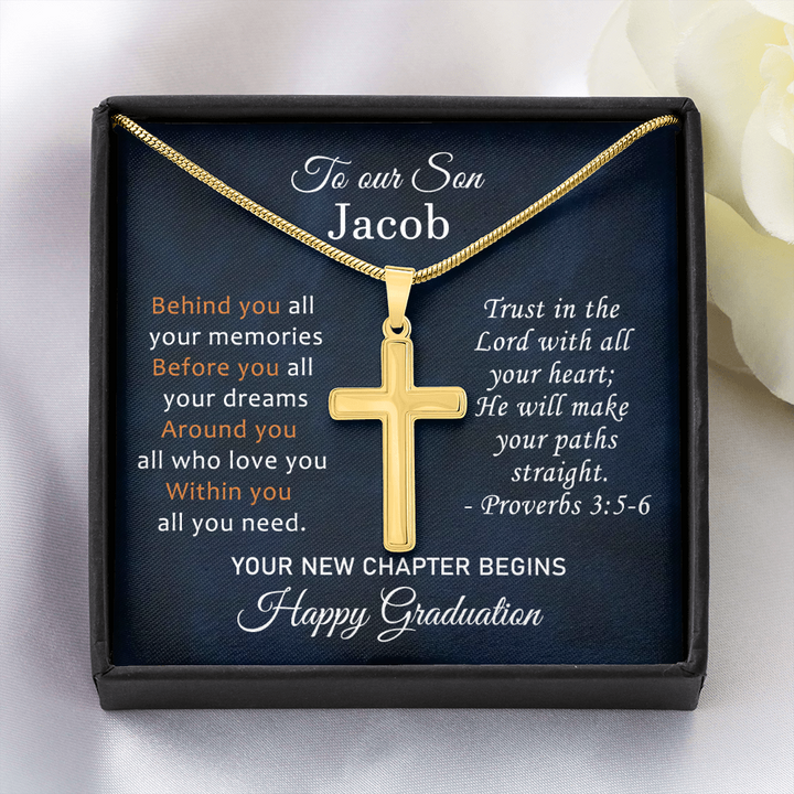 To Our Son Cross Necklace High School Graduation