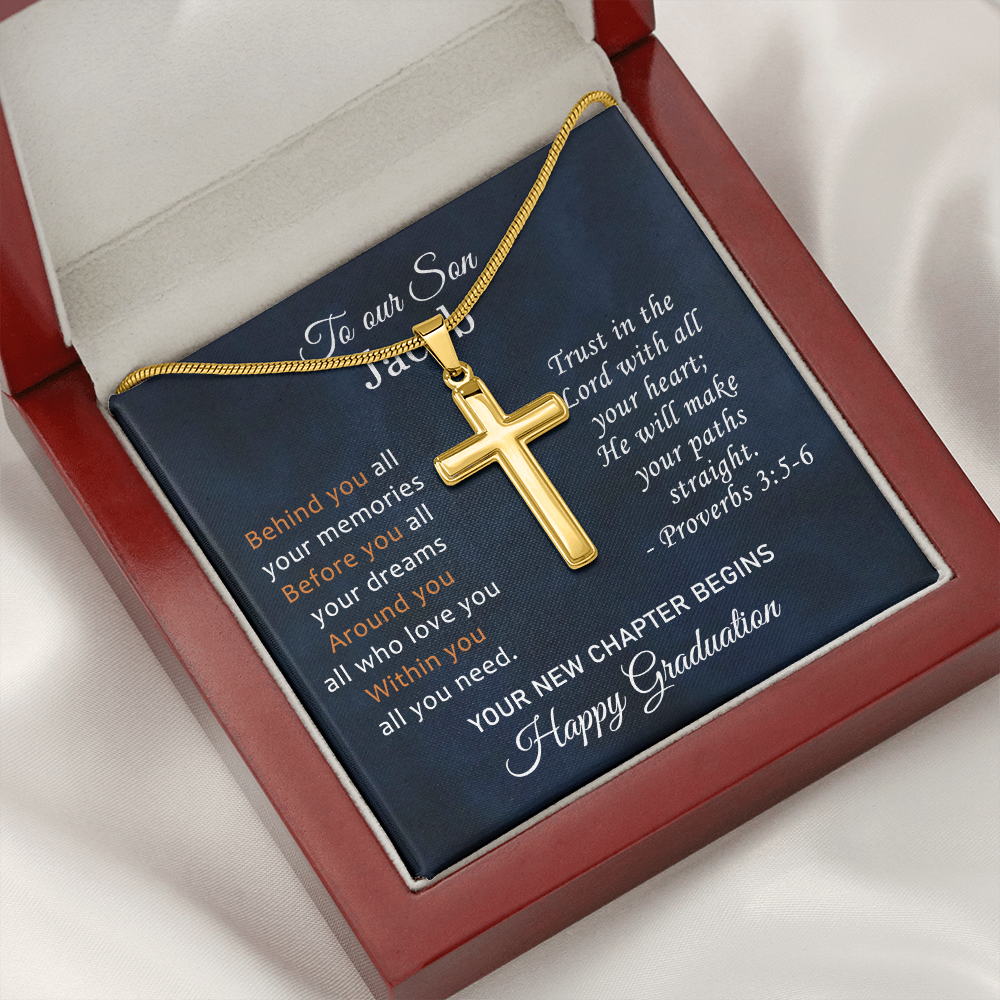 To Our Son Cross Necklace High School Graduation