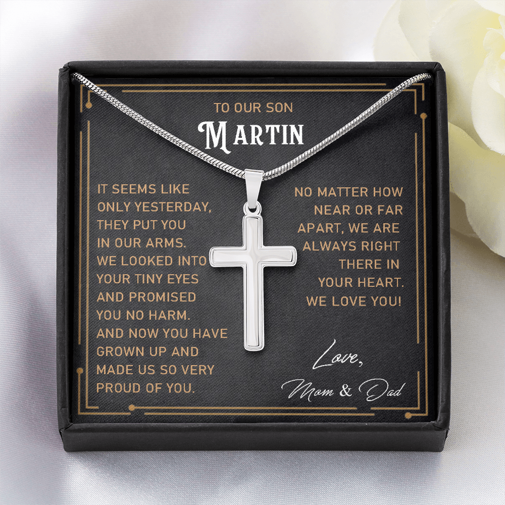 Personalized Crosss Necklace for Son