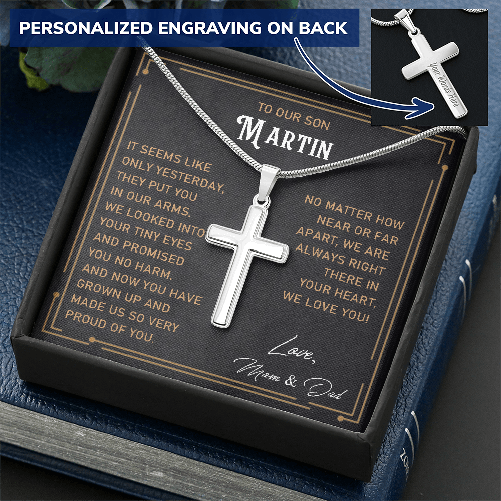 Personalized Crosss Necklace for Son