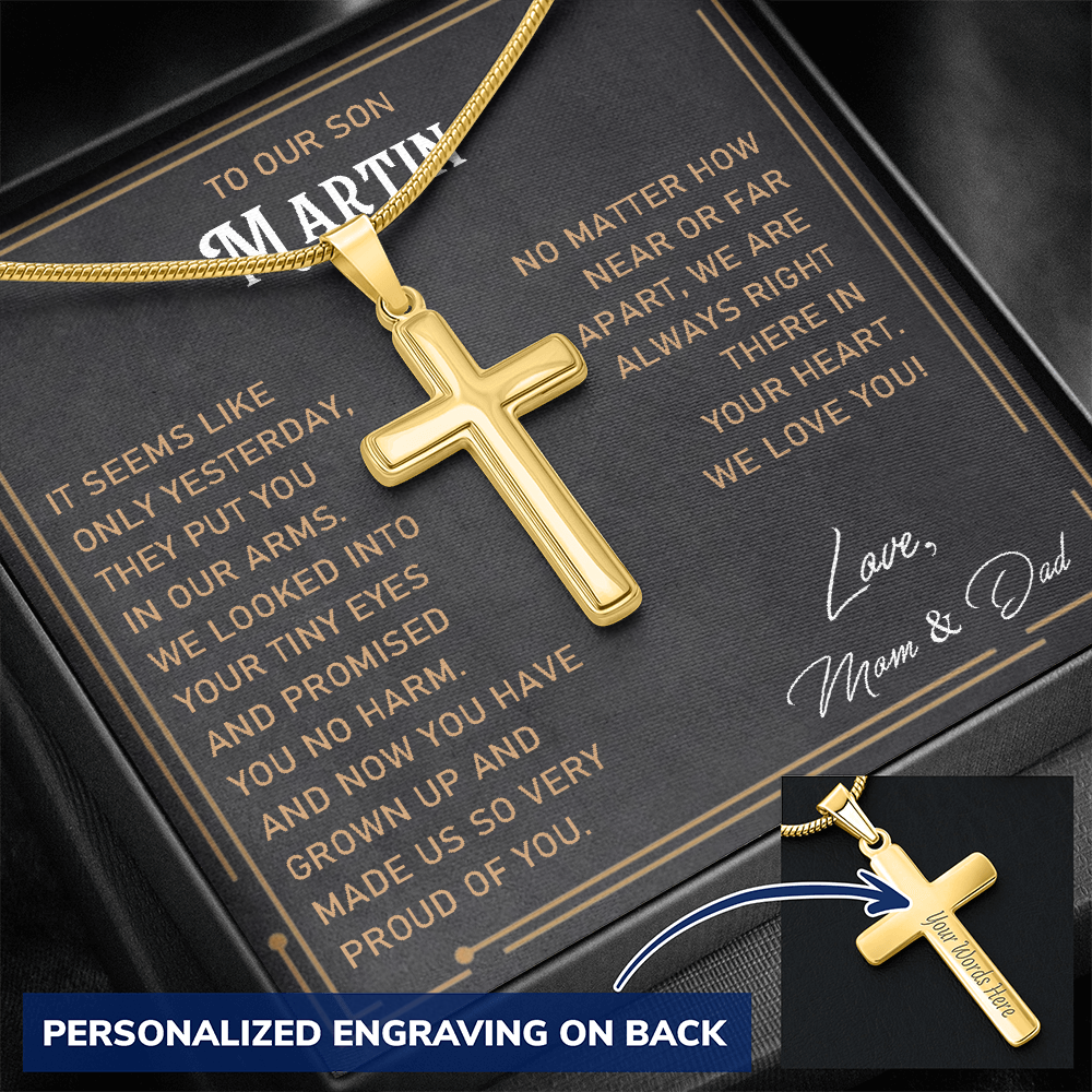 Personalized Crosss Necklace for Son