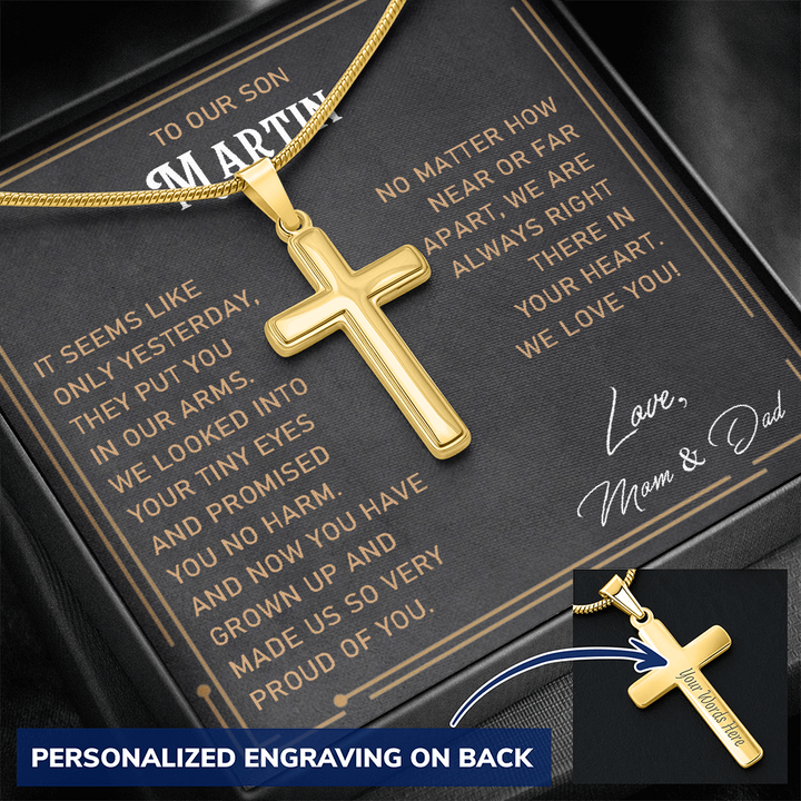 Personalized Crosss Necklace for Son