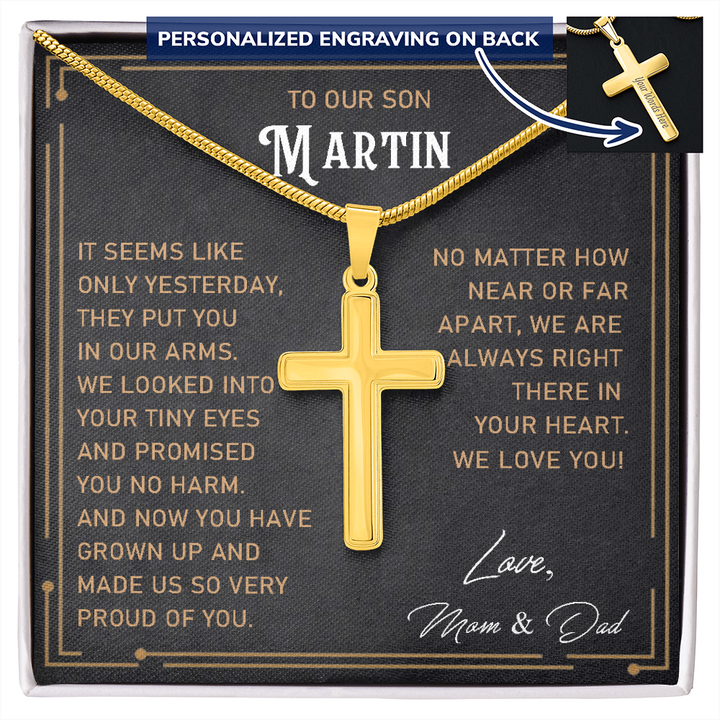 Personalized Crosss Necklace for Son