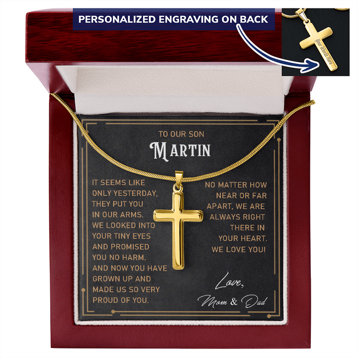 Personalized Crosss Necklace for Son
