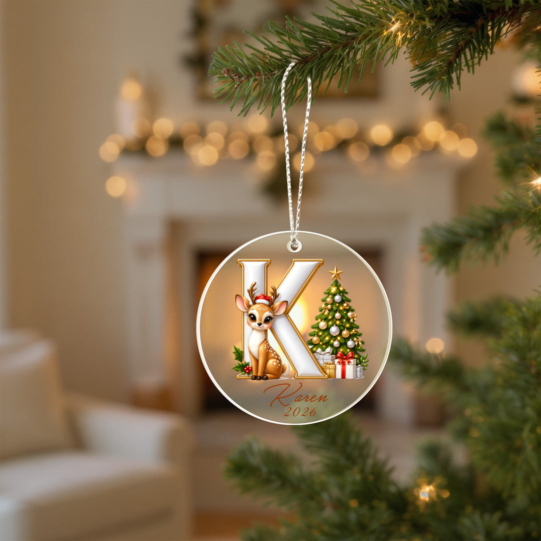 Personalized Reindeer Letter Ornament