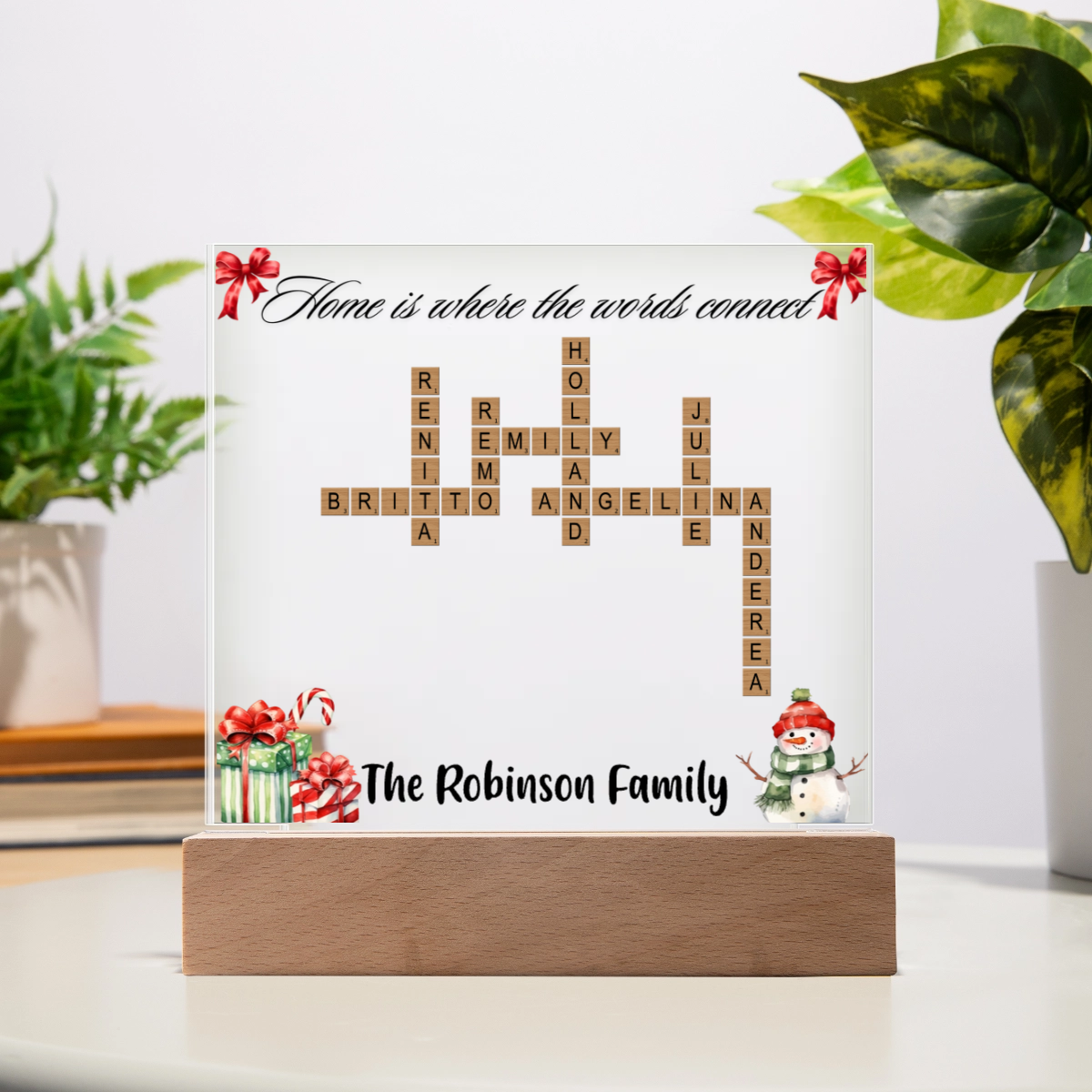 Family crossword art - Acrylic Square Plaque