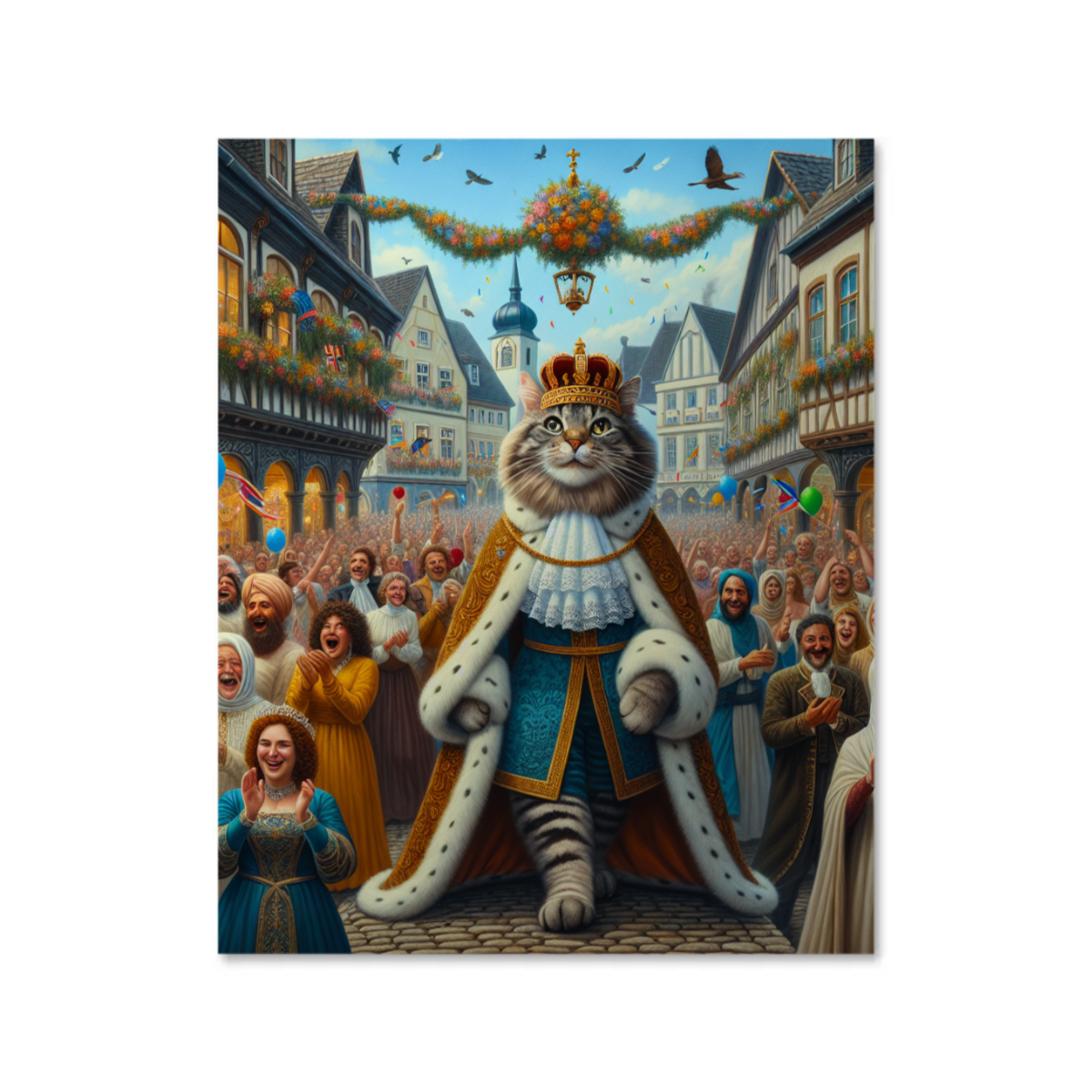 Regal Whiskers: Renaissance Royalty Cat High Gloss Poster