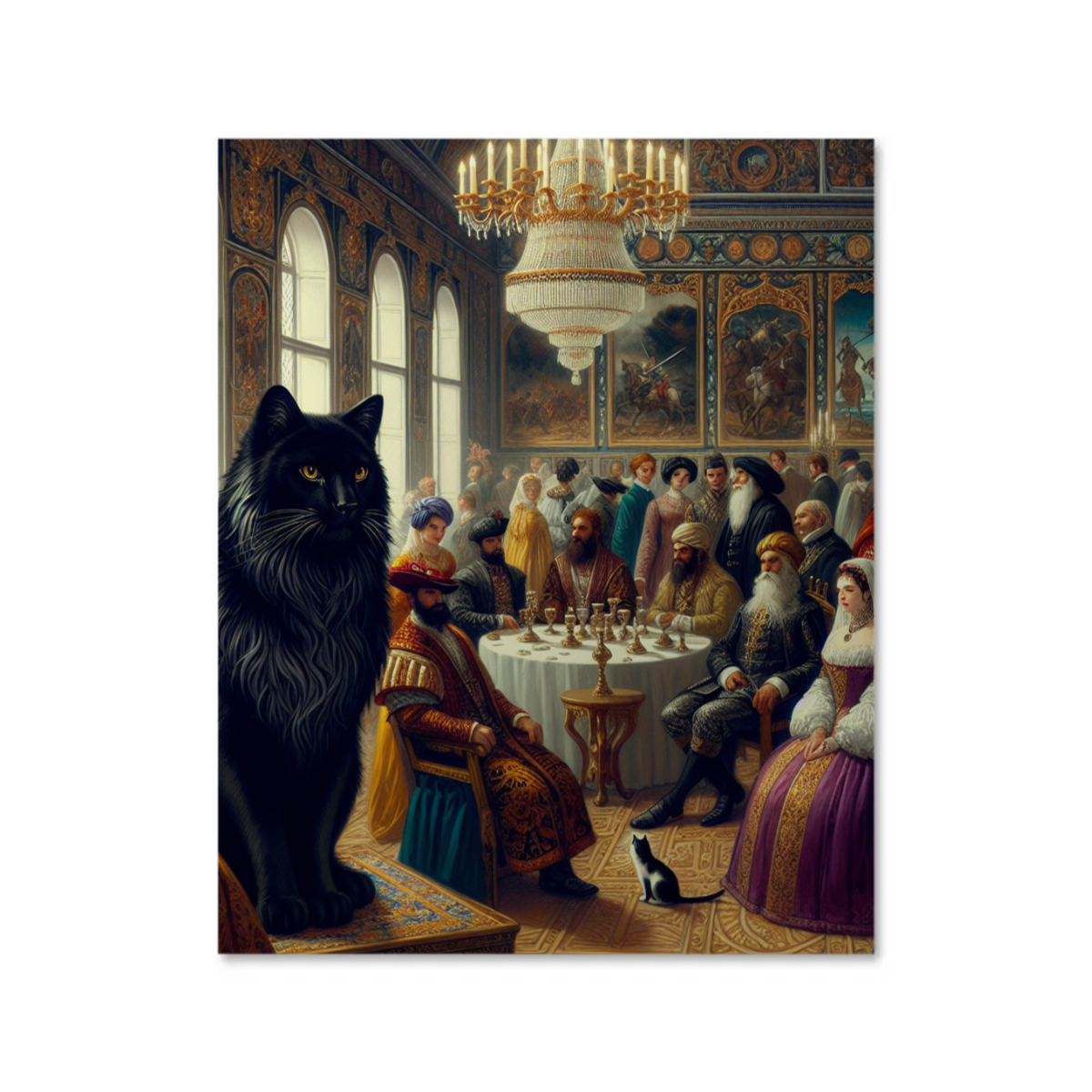 Regal Whiskers: Renaissance Royalty Cat High Gloss Poster