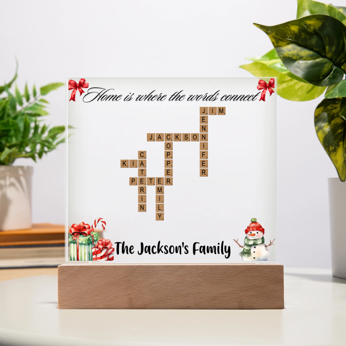 Family crossword art - Acrylic Square Plaque