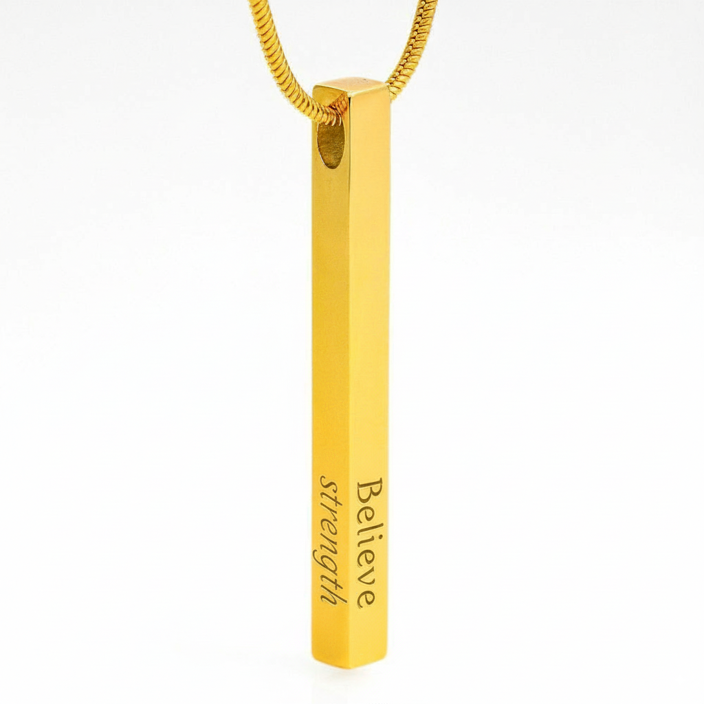 Daily Reminder of Strength - Engraved Bar Necklace