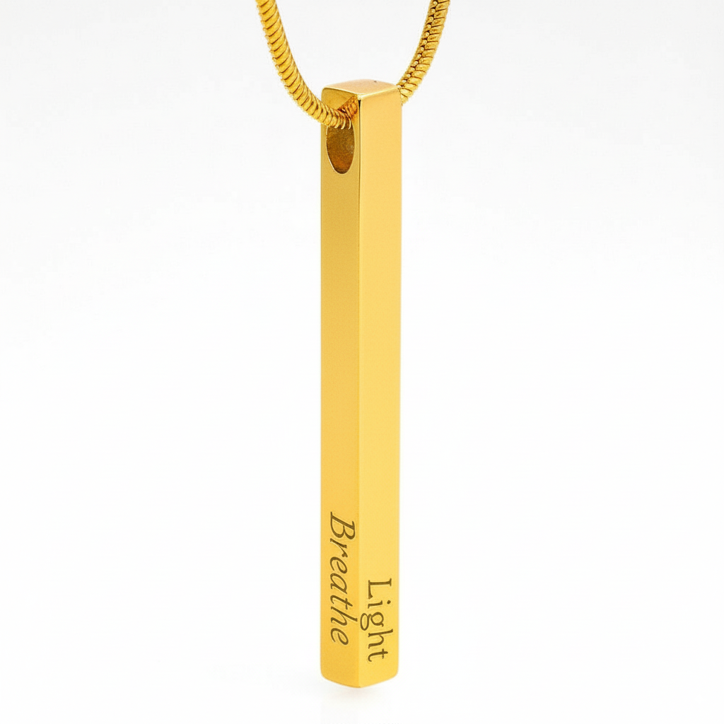 Engraved Bar Necklace – Healing and Renewal