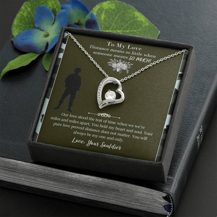 Military Long Distance Heart Necklace Gift