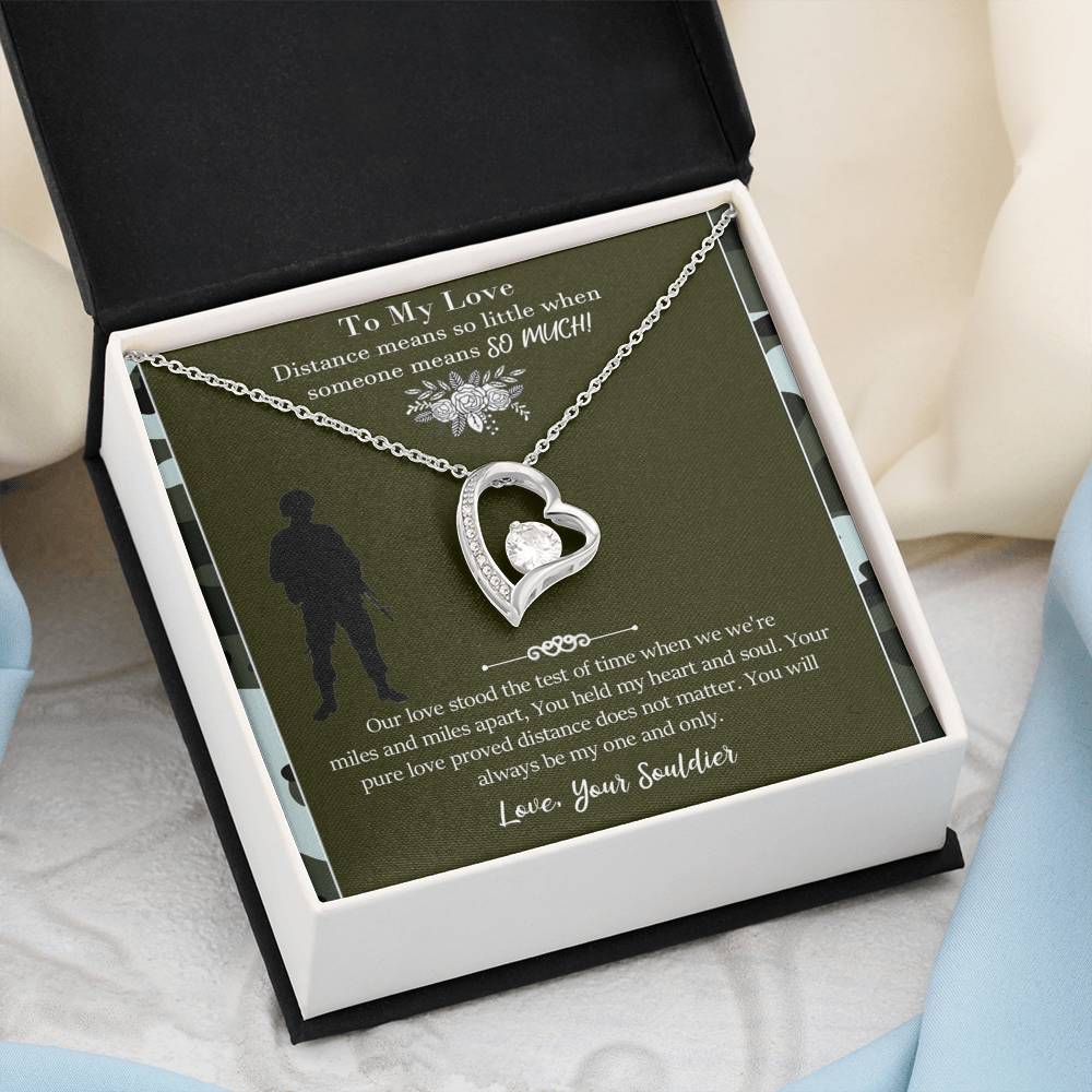 Military Long Distance Heart Necklace Gift
