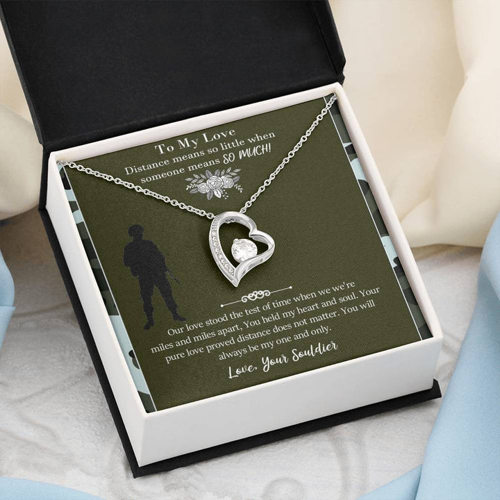 Military Long Distance Heart Necklace Gift