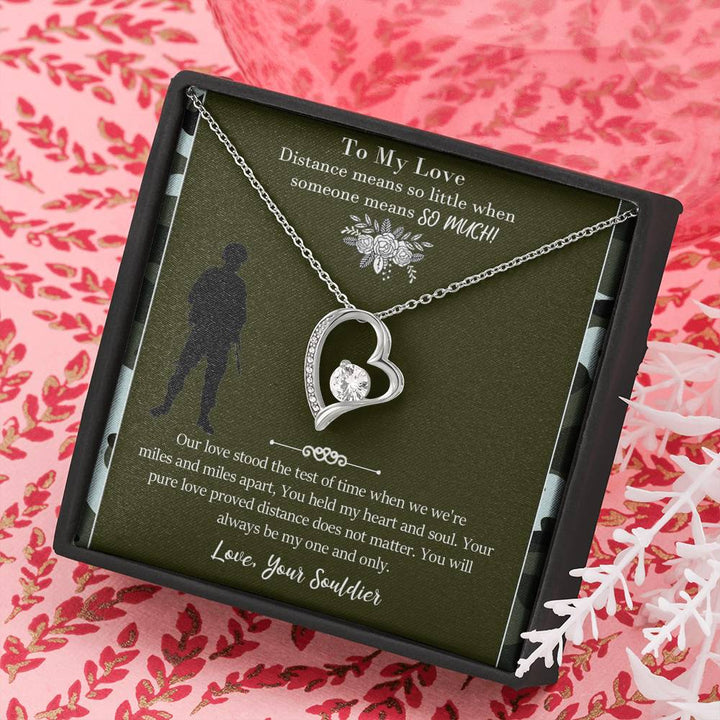 Military Long Distance Heart Necklace Gift