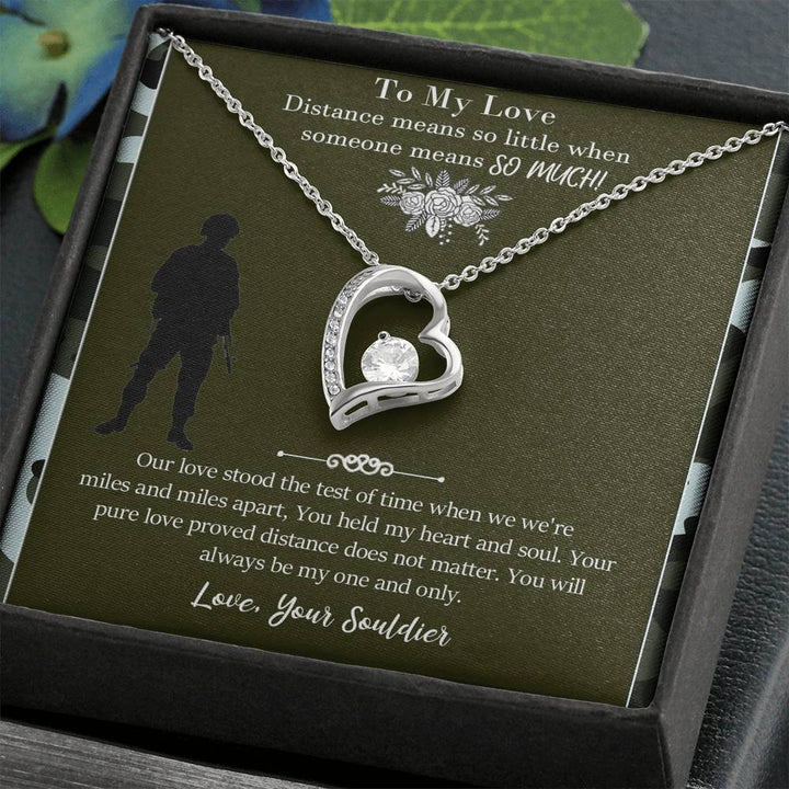 Military Long Distance Heart Necklace Gift