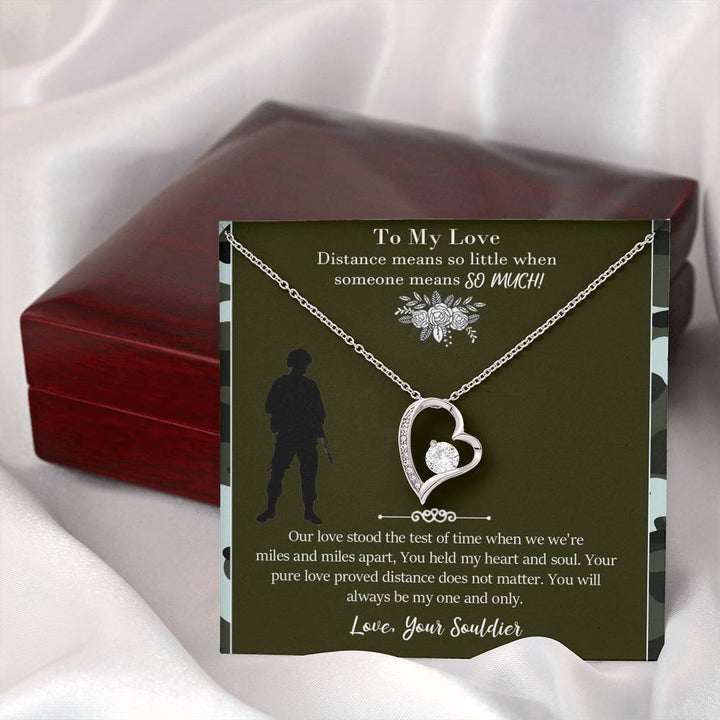 Military Long Distance Heart Necklace Gift