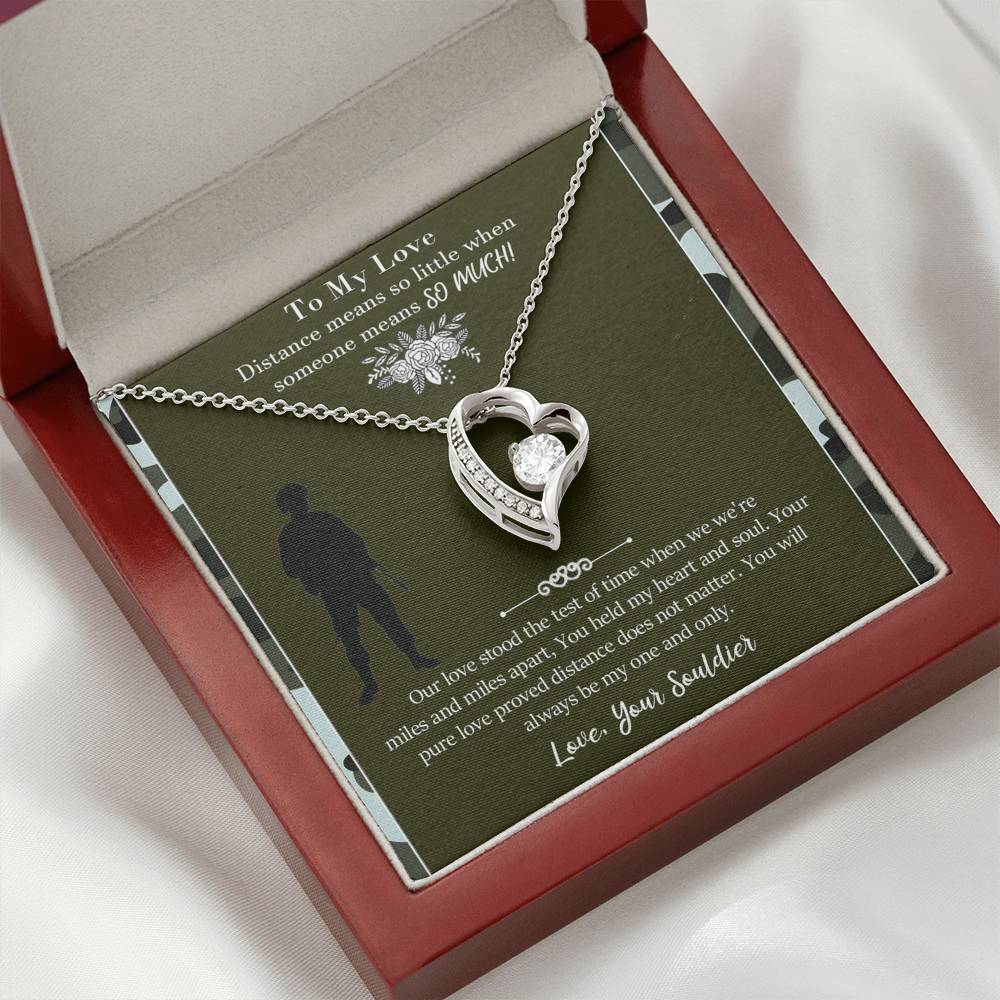 Military Long Distance Heart Necklace Gift