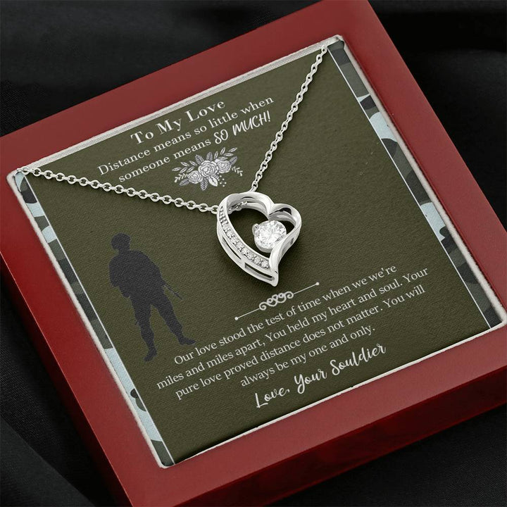 Military Long Distance Heart Necklace Gift