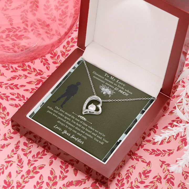 Military Long Distance Heart Necklace Gift